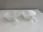 Vintage Anchor Hocking Fire King Milk Glass Soup Bowls - Set of 2 with Handles