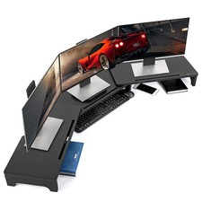 Monitor Stand Riser, 60 inch Large Bamboo Dual Monitor Stand for Desk, 3 Shel...