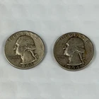 Lot of 2 SILVER Washington Quarters 1953-D 1954-S 90% Silver Sold Exact As Shown
