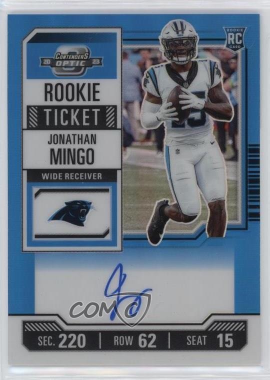 2023 Contenders Optic Ticket RPS Teal Prizm /99 Jonathan Mingo Rookie Auto RC