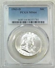 1963-D Franklin Half Dollar PCGS MS64 90% FBL Frosty New Holder PQ #W252D