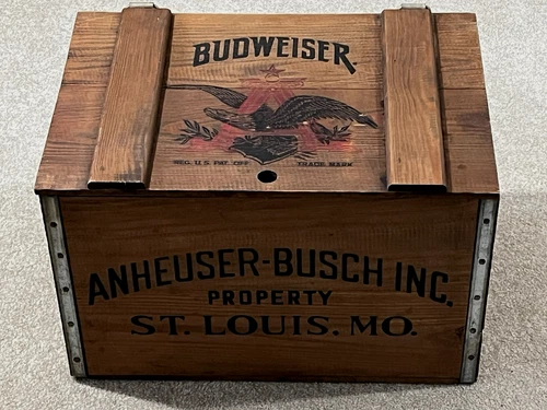 Vintage Anheuser-Busch Budweiser Wooden Beer Crate Box St. Louis MO Brewery
