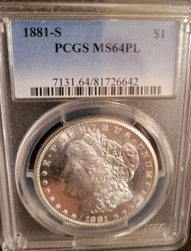 1881 S MORGAN DOLLAR  PCGS MS64 PL