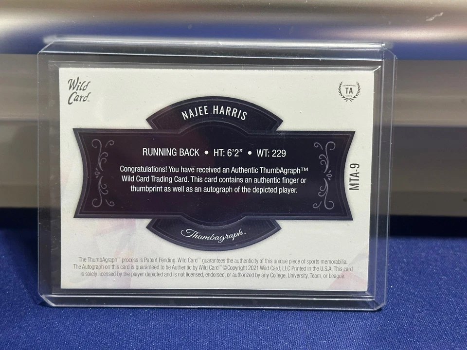 2021 Wild Card Najee Harris RC Rookie Thumbagraph Auto /25 ~SO SICK UNDER RATED~ - Image 2 of 2