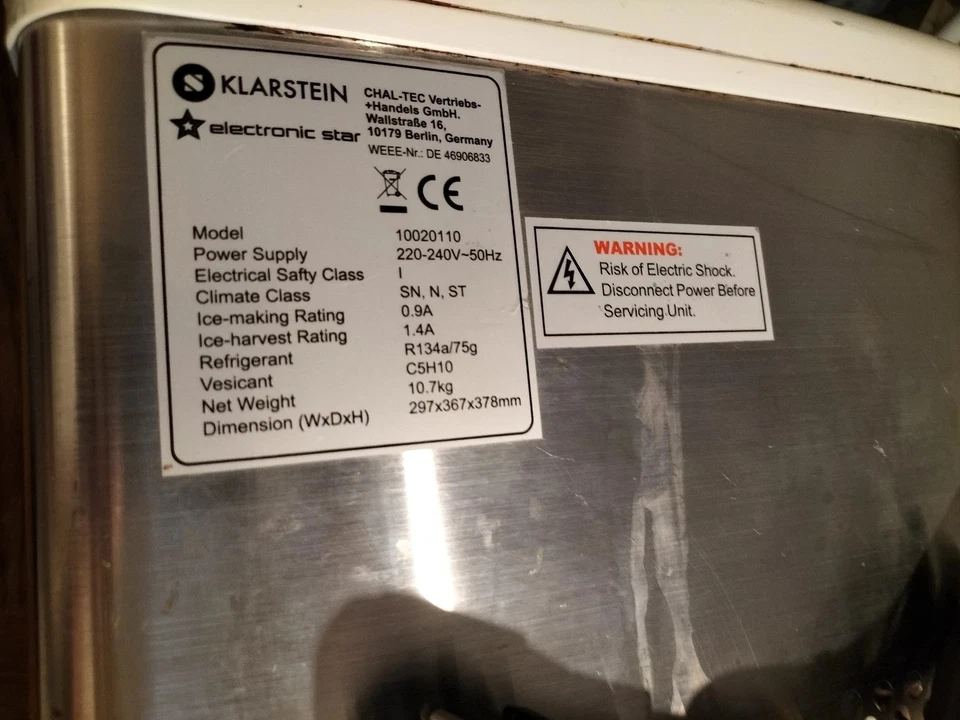 Machine À Glaçons Klarstein Mr Frost Ice Maker 150w Inox 15kg/24h 3.3l Reservoir - Photo 3/4