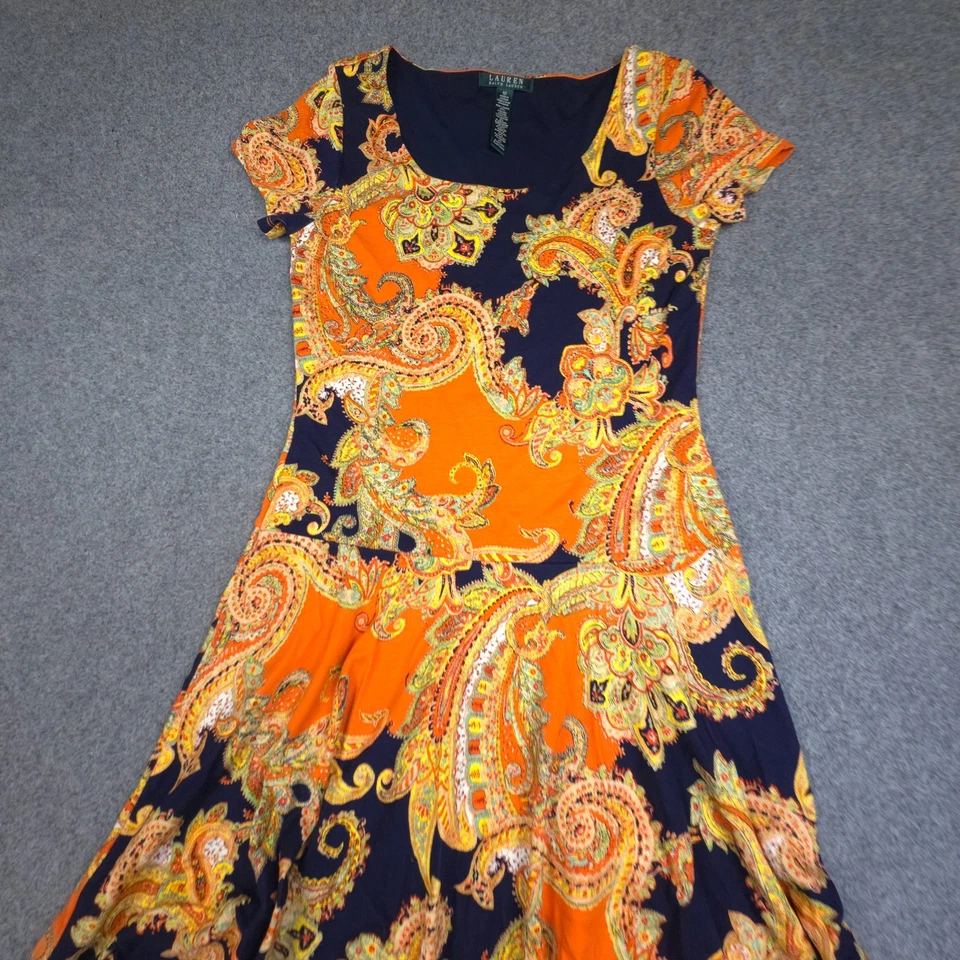 Ralph Lauren платье женщин средний оранжевый короткий рукав трапециевидный повседневный размер M - Изображение 4 из 4