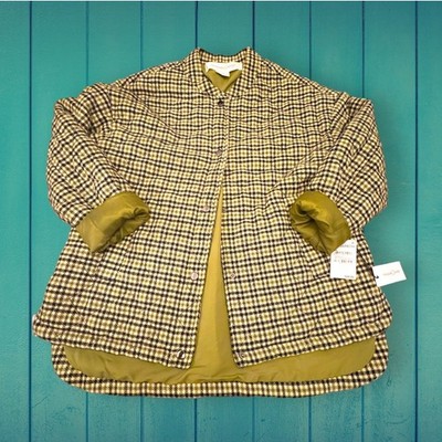 Treasure & Bond NWT Green Checkered Pattern Satin Lined Bomber Jacker Size M
