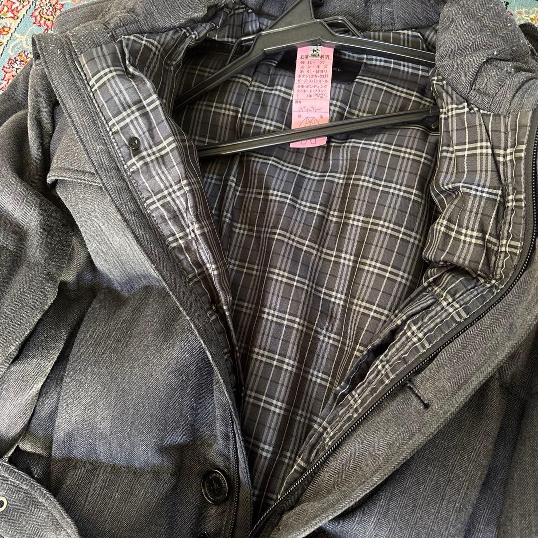 BURBERRY BLACK LABEL Down Jacket LL Belted Dark Gray Checked Interior Used thumbnail 2