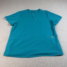 FIGS Casma Shirt Women XXL Blue Scrub Top V Neck Pockets Technical Medical Work