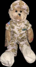 NEW NWT PBC Chantilly Lane Military Bear Singing God Bless the USA US16