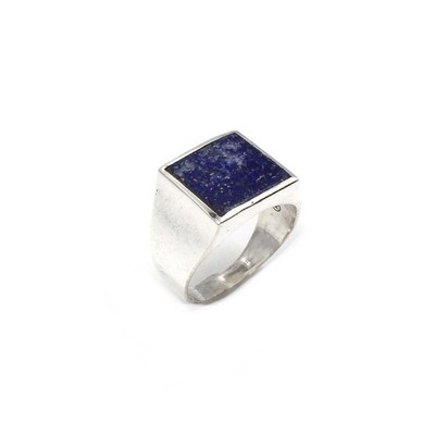 925 Silver Ring Classic Signet Ring Lapis Lazuli Square Jewellery 18.8mm 59