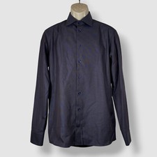 Eton Men's Purple Semi-Solid Signature Dobby Collared Dress Shirt Size 15.5/39
