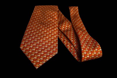 Jos A Bank - Men's Orange Snail Print 100% Silk Neck Tie 3.5