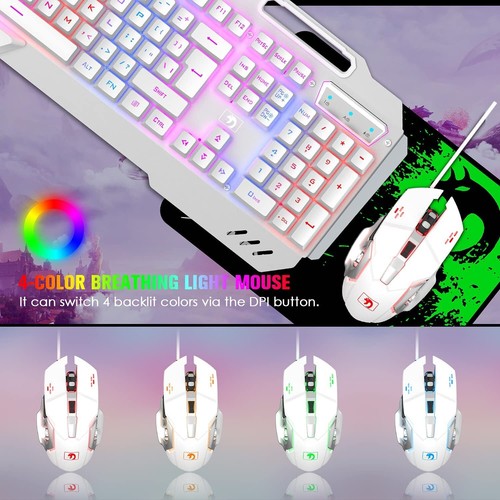 Wired Gaming Keyboard Mouse and Wrist rest Set Metal Panel RGB Floating keycaps - Picture 11 of 17