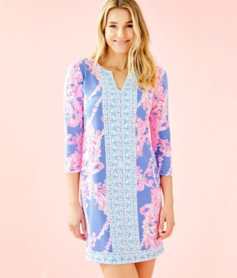 New Lilly Pulitzer CHILLY LILLY NADINE DRESS Blue Peri Go With