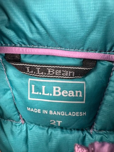 LL Bean Jacket Kids 2T Purple Ultralight 650 Down Puffer Hood Outdoor Girls - Picture 5 of 11