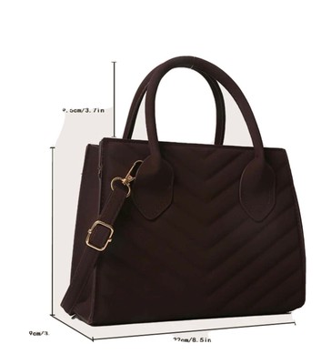 chevron zipper square bag Coffee Brown