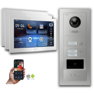 Goliath IP Video Türsprechanlage: 10-Zoll 3 Familienhaus, RFID, Anzeige, Silber