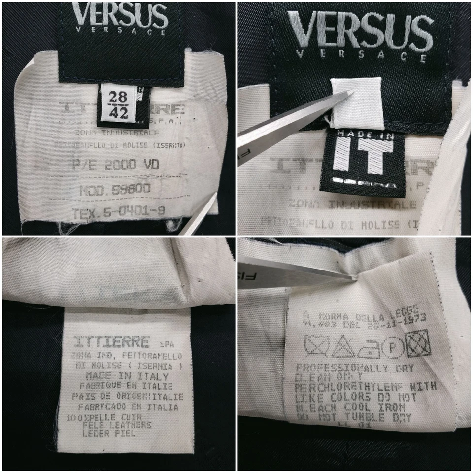 VERSUS VERSACE 2000 Collection Navy Blue Suede Leather Jacket Size 28/42 - Image 4 of 4