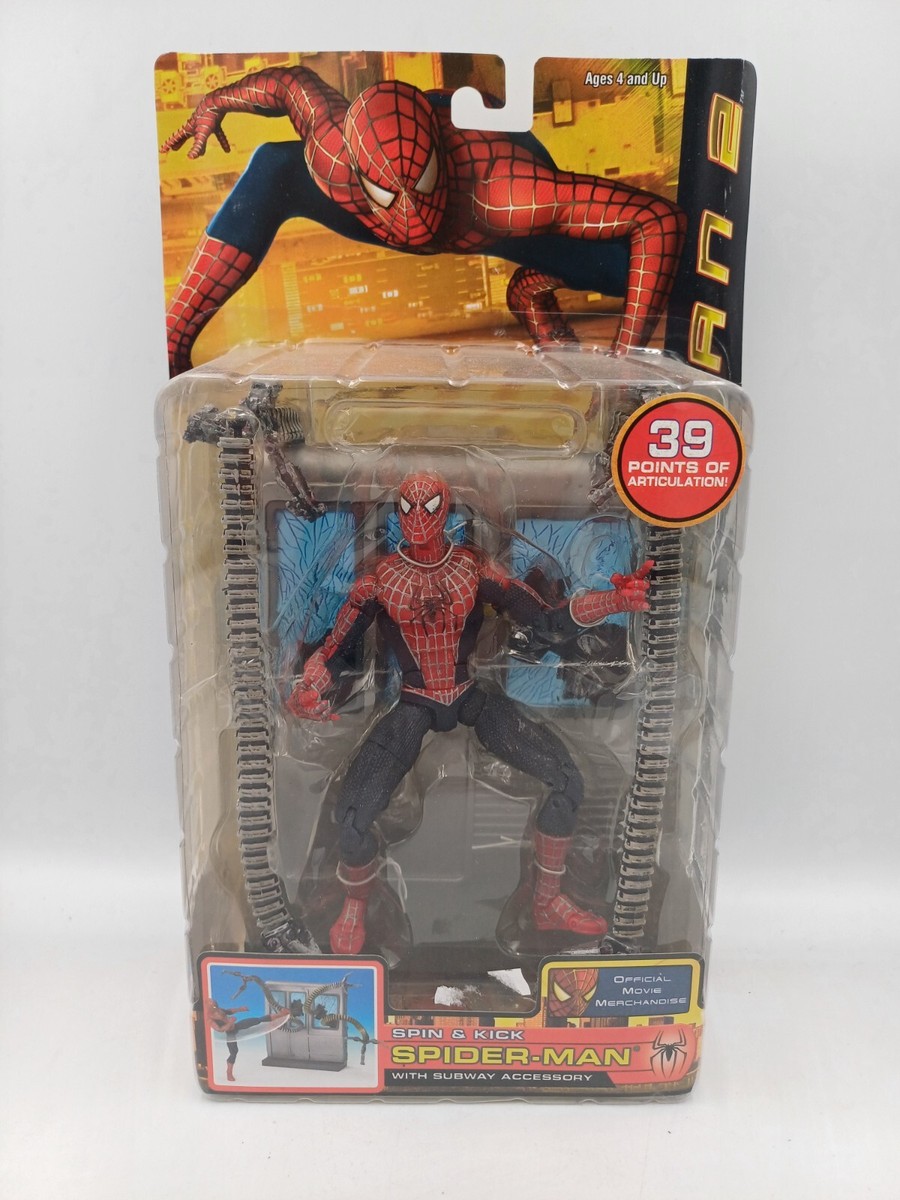 Spider-Man 2 Movie: Spin & Kick Spider-Man Figure Toy Biz