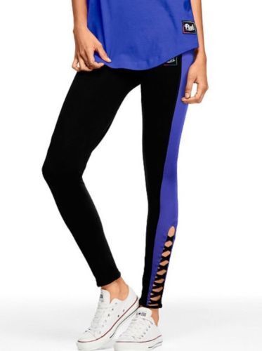 Victorias Secret PINK ULTIMATE Strappy Yoga Legging Blue Black Neon High Waist