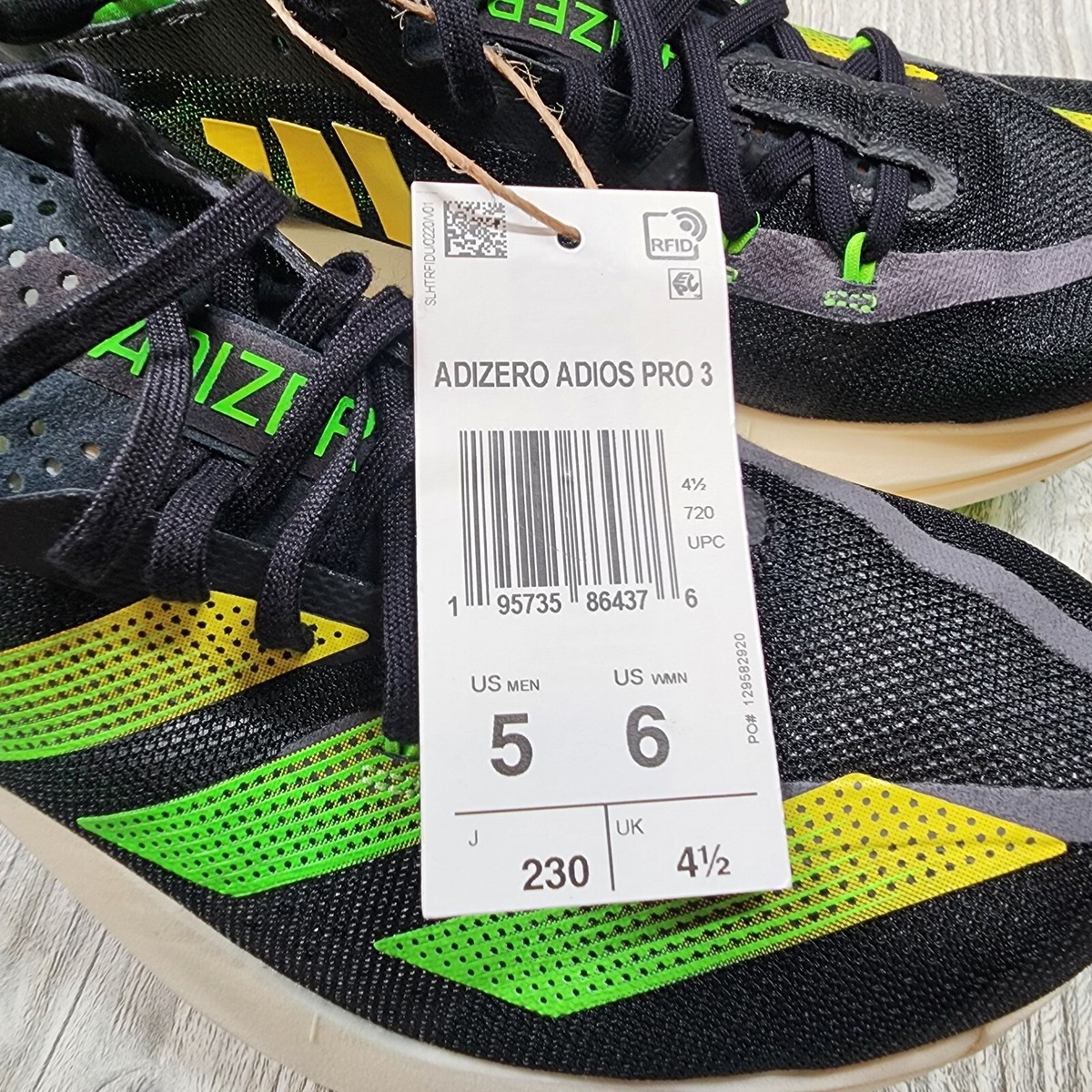 Adidas Adios Pro 3 Black/Green Mens Size 5/Womens Size 6 New Adidas Adios Pro 3 Black/Green Mens Size 5/Womens Size 6 New