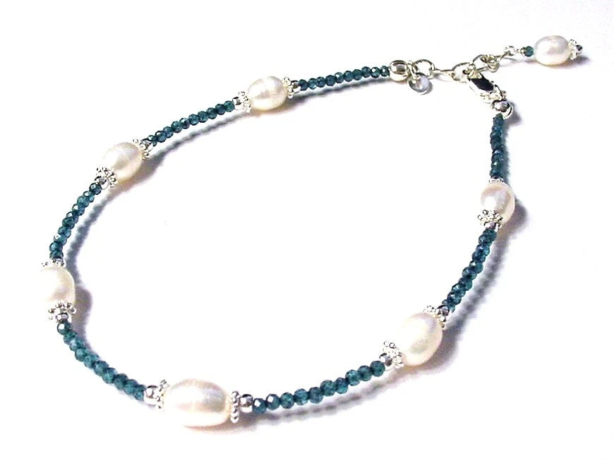 Blue topaz ankle bracelet sale