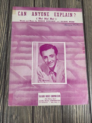 Vintage 1950 Can Anyone Explain No! No! No! Sheet Music Bennie Benjamin 