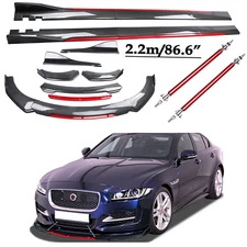 Front Bumper Lip Spoiler Body Kit Side Skirt Carbon Fiber For Jaguar XE XF XJ