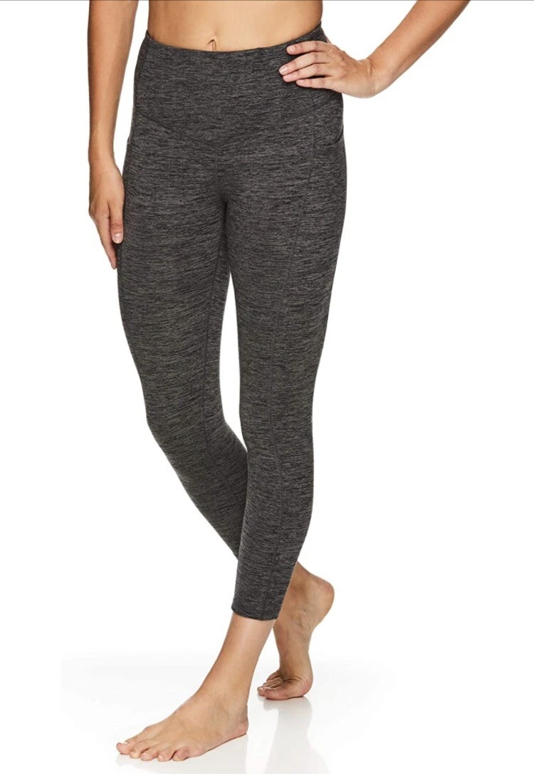 Gaiam Women's Om High Rise Waist Yoga Pants Leggings Relax Charcoal Heather  XS