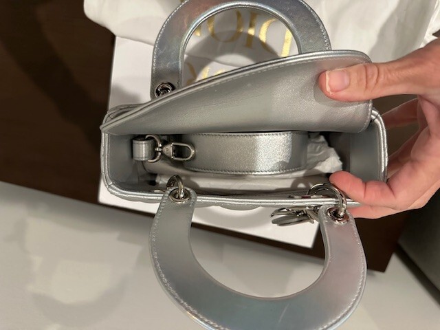 Small Dior Or Lady Dior My ABCDior Bag Metallic Silver