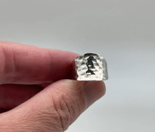 925 Sterling Wide Band Ring Handmade Hammered Concave Silver Ring All Size SR531