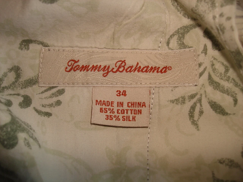 Pantalones Cortos Chinos Informales Tommy Bahama Beige a Cuadros Mezcla Algodón/Seda Talla 34 9" entrepierna Foto 2 de 4