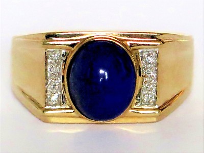 Goldring Diamant und Lapislazuli (20) Cabochon 9 kt 9k 375 