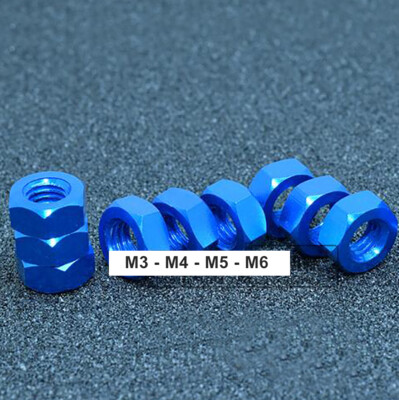 M3 M4 M5 M6 Aluminum Alloy Hexagon Full Nuts DIN934 Hex Nut,Anodizing - Sky Blue