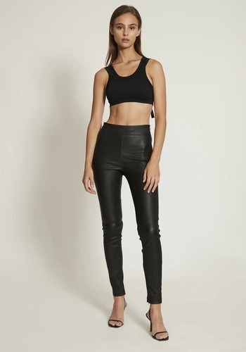 Helmut Lang Zip Leather Leggings Onyx 