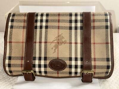Vintage Burberry Tasche Burberrys Leder Tri-Fold Clutch Wash Kulturbeutel SEHR SELTEN
