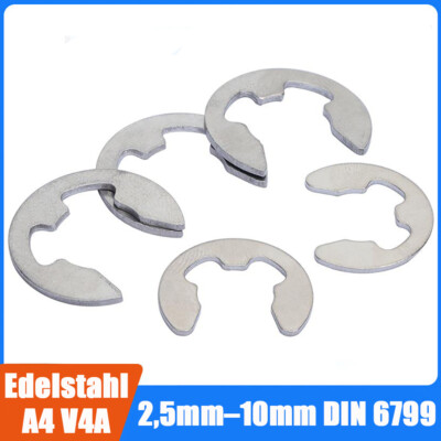 E-Clip Seegeringe Sprengring A4 V4A Edelstahl 2,5mm-10mm DIN 6799 Sicherungsring