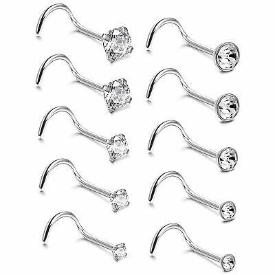 Details about   20pcs L-shaped CZ Nose Ring Studs Surgical Steel Body Piercing Jewelry 20G