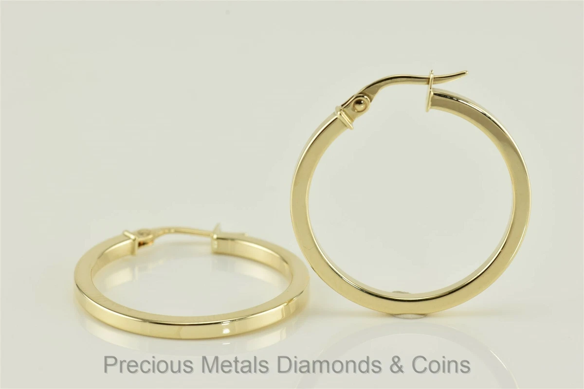 14k Yellow Gold 25mm x 25mm Polished Squared Boxed Frame Hoop