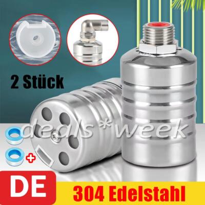 2er Set Wasserschwimmerventile Edelstahl - Automatische Wasserstandregelung 1/2 Zoll