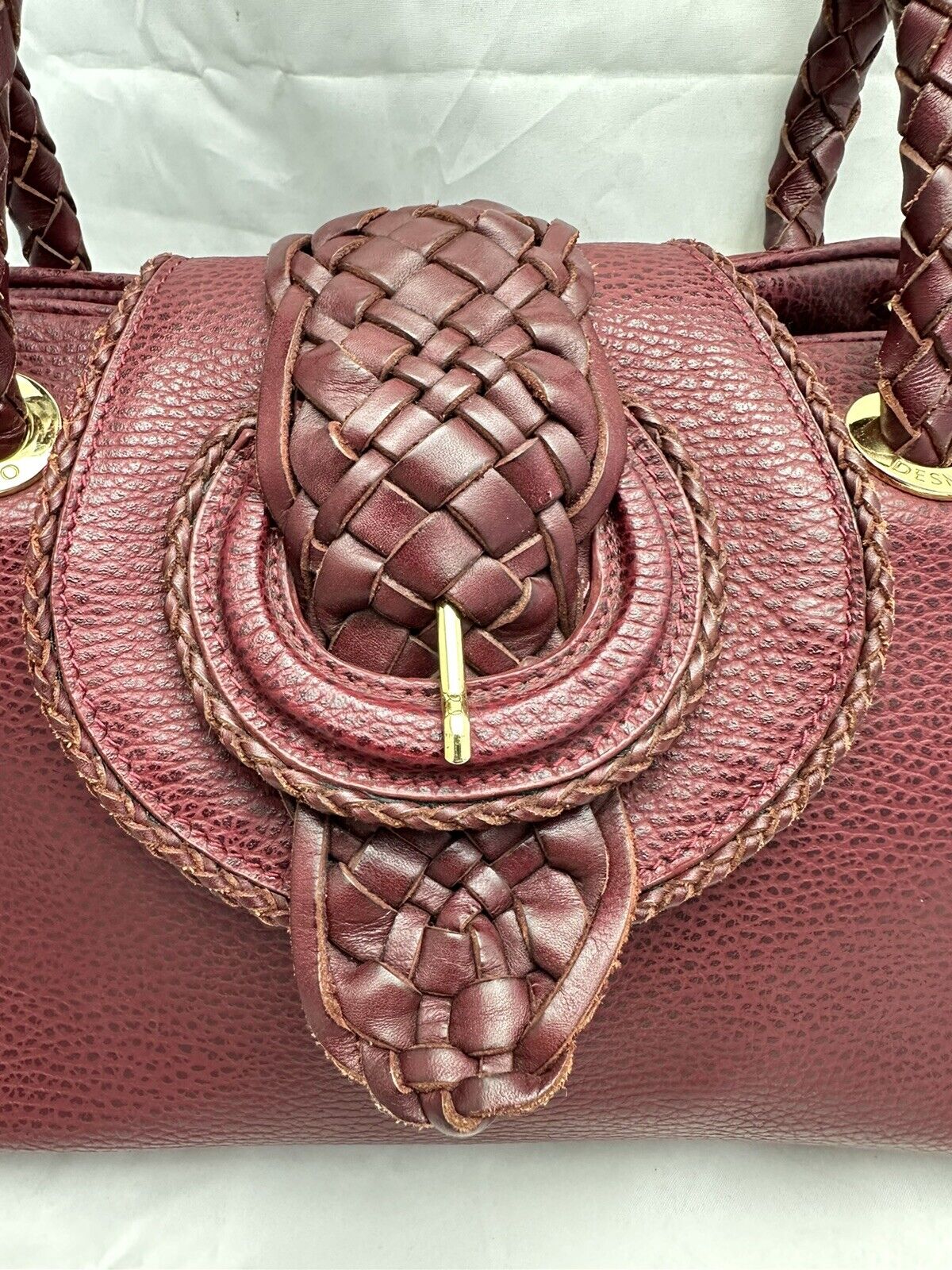 Desmo Burgundy Leather Handbag - image 5