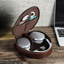 Genuine Leather Case For Apple AirPods Max Headphone Travel Box Hard Storage Bag
