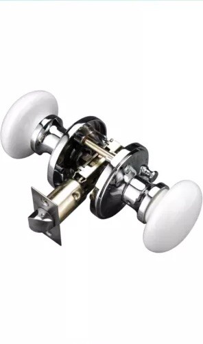 NCL White Door Knobs, Bright Chrome Keyless Door Handles, Porcelain Door Levers