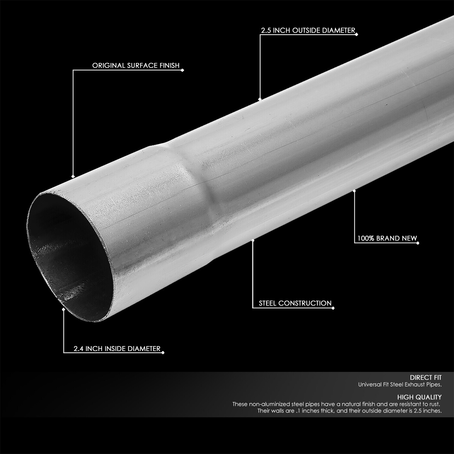 2.5"OD Universal Custom Exhaust Tubing Mandrel 90° Pipe Straight U Bend Kit 8Pcs