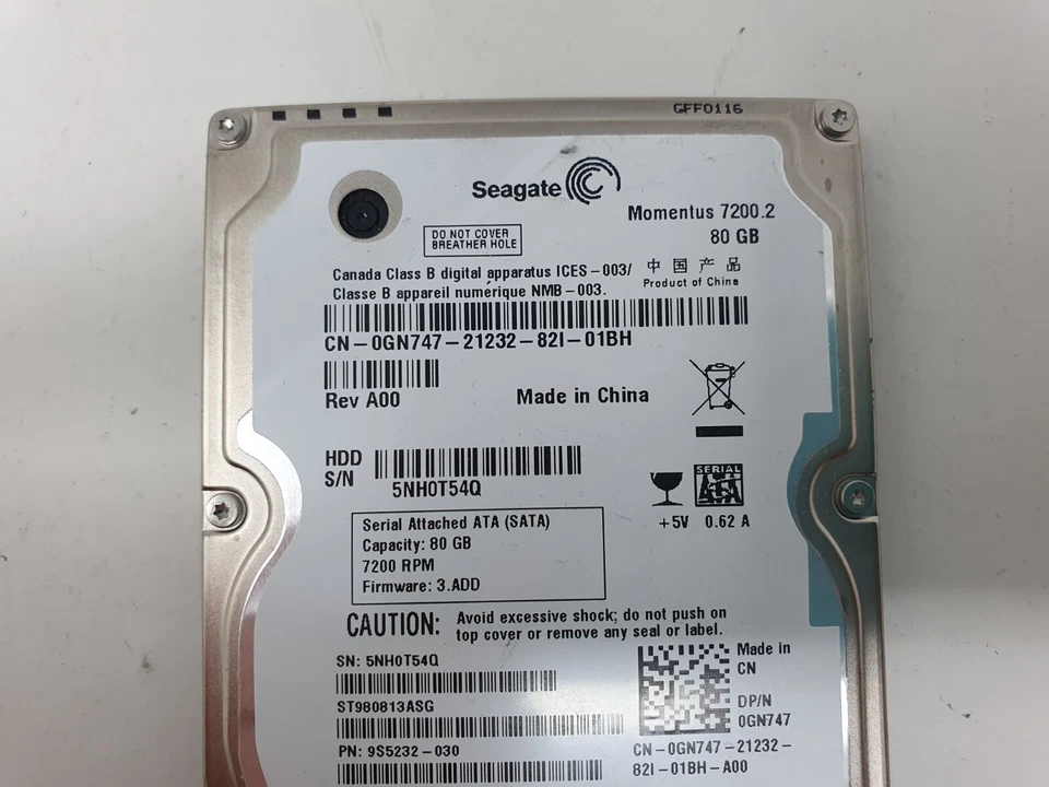 Dell Latitude D830 HDD Hard Disk Drive 80GB SATA 2.5" 0GN747 SEAGATE 9S5232-030 - Image 4 of 4