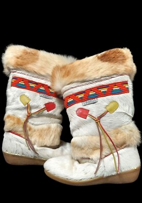 Technica SKI BOOTS Made in Italy Fur 37-38 US Size 7 Goat Cowhide Tassel Prop