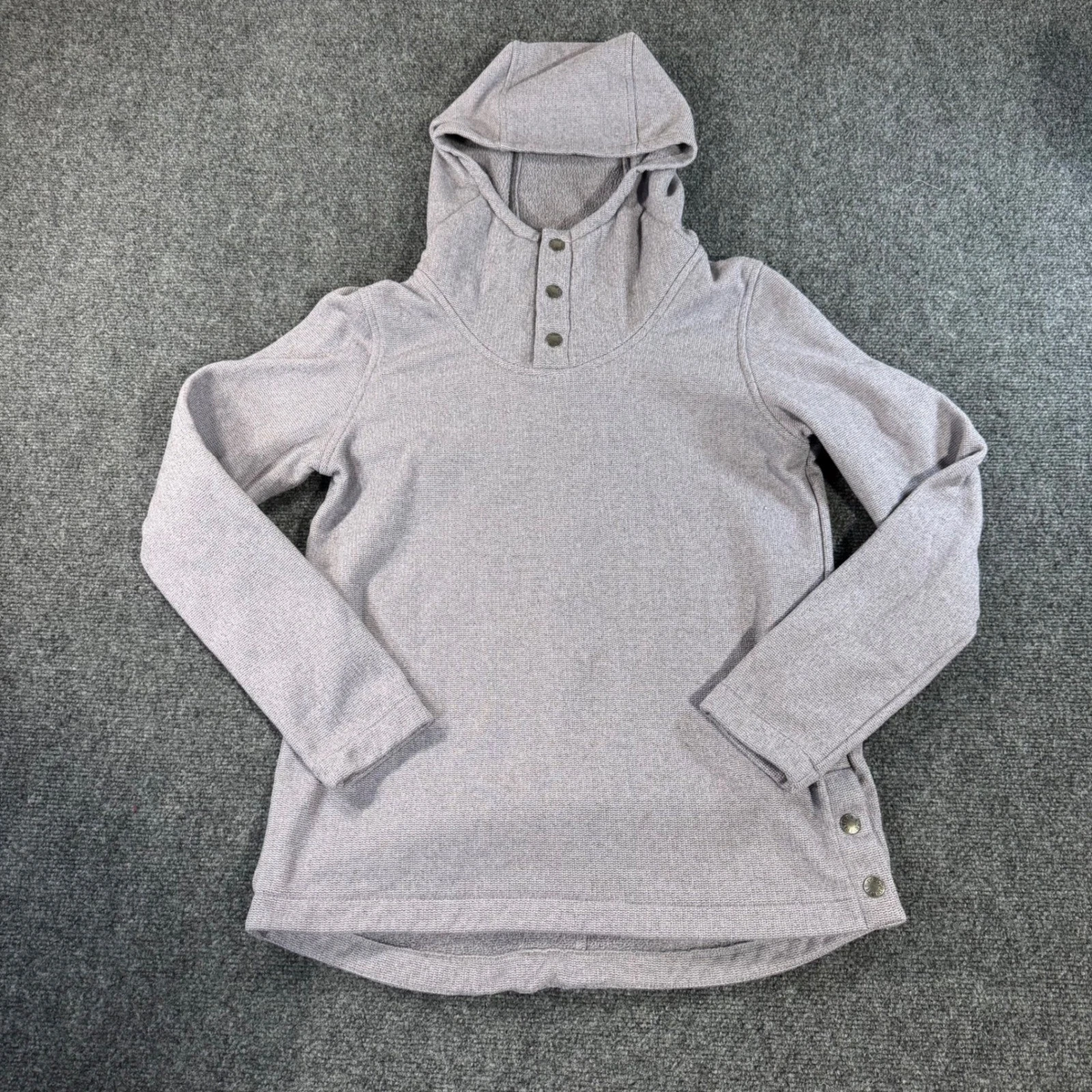 The North Face Womens Small Lavender Textured Fleece Snap Neck Pullover Hoodie
