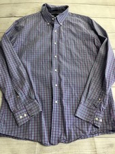 Tommy Hilfiger Dress Shirt Mens 15.5 34/35 Purple Plaid Slim Fit Button Down LS