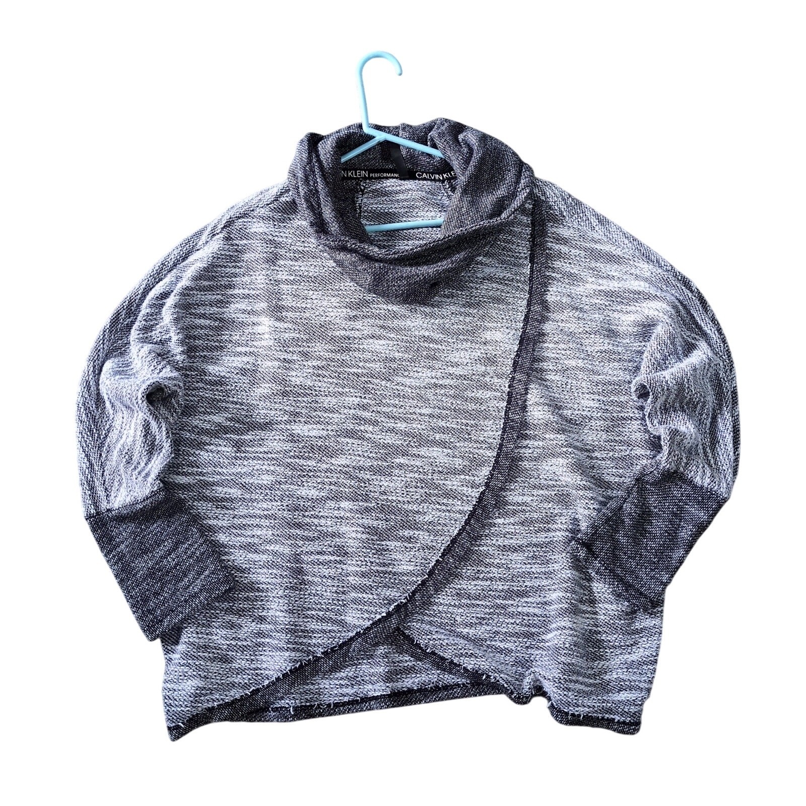 Calvin Klein Sweater Women's Size L Large Gray Pullover Athleisure Cowl Neck
